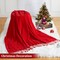 Christmas Red Throw Blanket for Couch, Soft Chenille Throw Blankets with Decoration Tassel, Velvety Texture Knitted Throw for Home Couch Sofa Chair Bed (Christmas Red, 50 x 60 Inches)